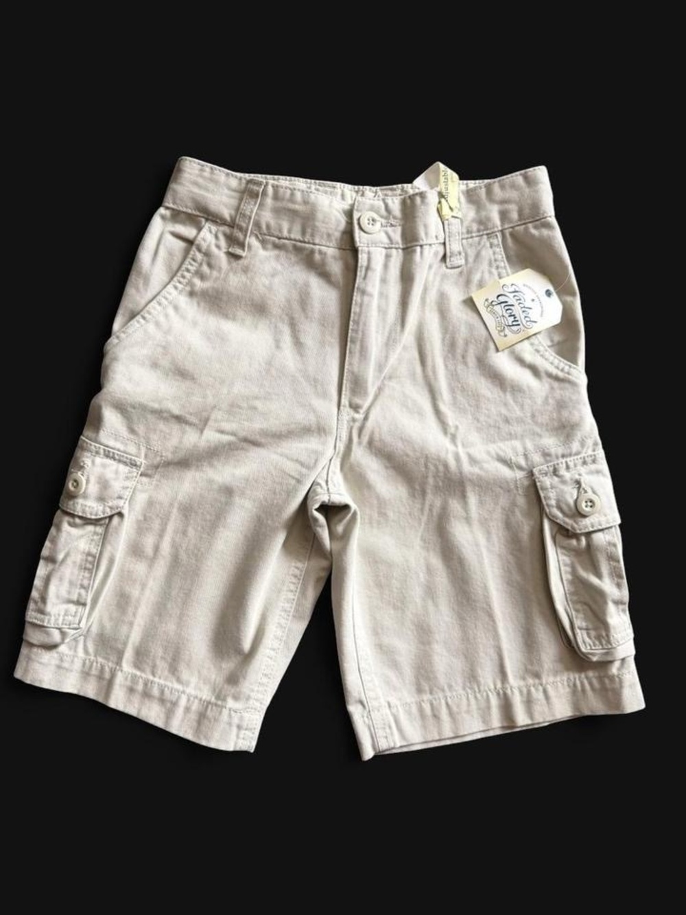 NWT Faded Glory Boys Khaki Cargo Shorts Size 8 Adjustable Waist